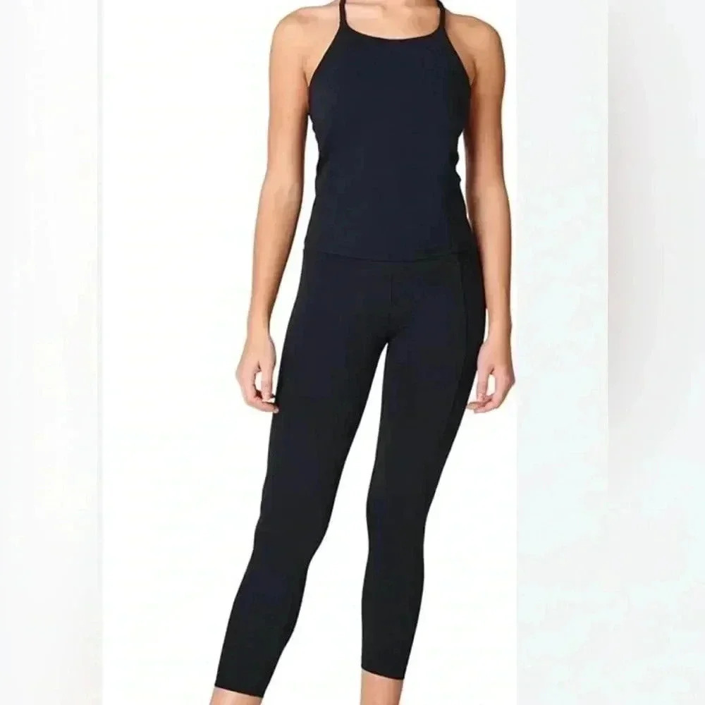 Sweaty  Betty black floral print casual stretch yoga athletic leggings tights S